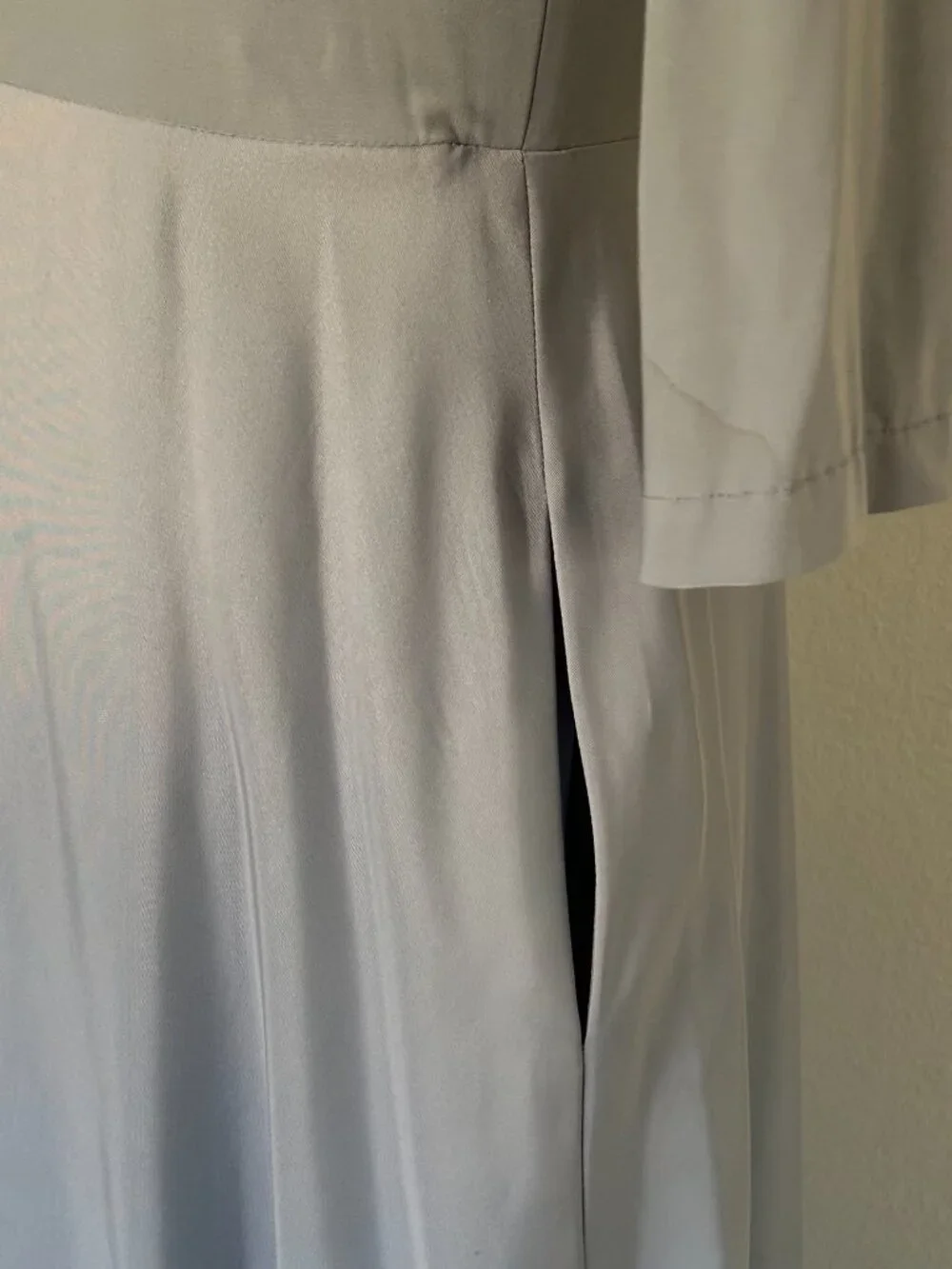 Alfred Sung Dessy Grey Mist Jersey Mikado Gown D736 10 - Picture 7 of 7